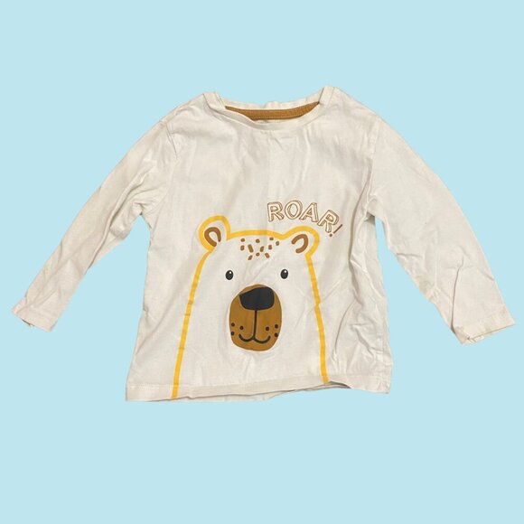 🐻 George Toddler Long Sleeve Tee – White “ROAR” Bear Graphic Top (Size 2T) - Picture 2 of 6